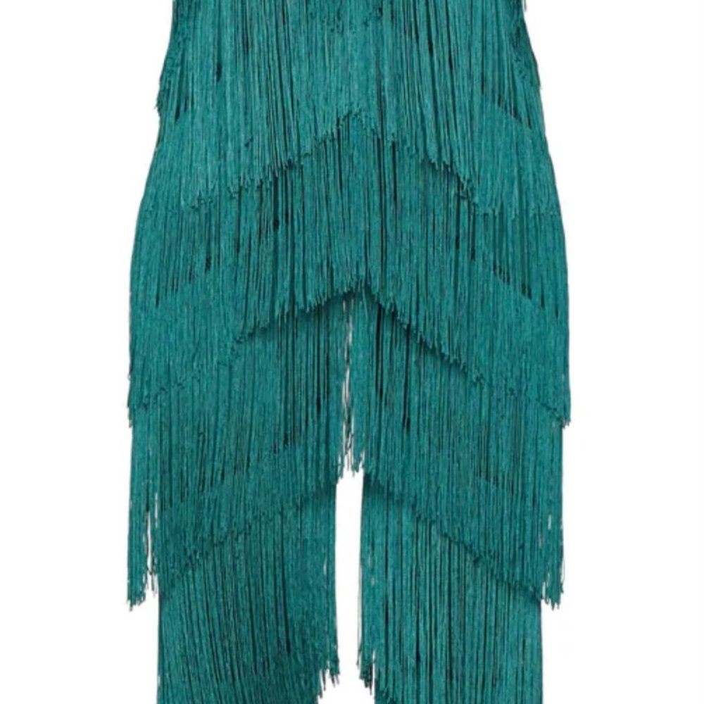 PLT Emerald Green Fringe Jumpsuit